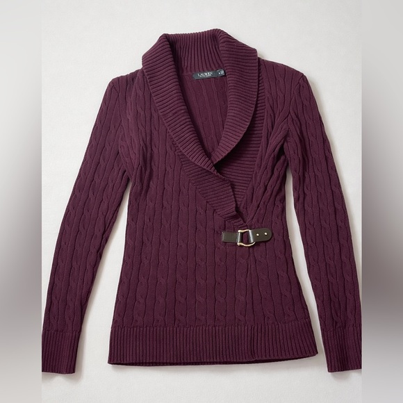 Lauren Ralph Lauren Sweaters - Lauren Ralph Lauren Shawl Cable Knit Tailored Fit Sweater